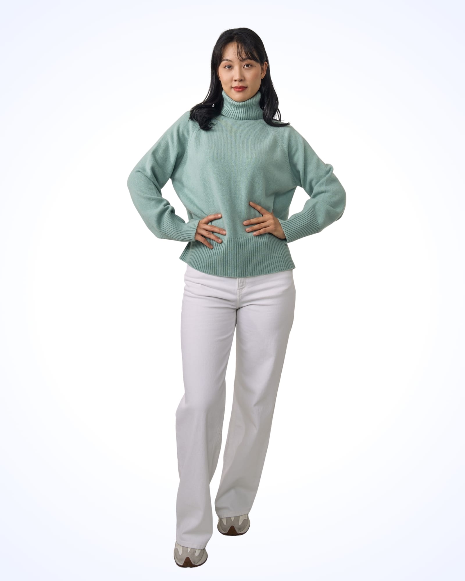 cashmere high neck green sweater in norway - vinterlyn pure cashmere
