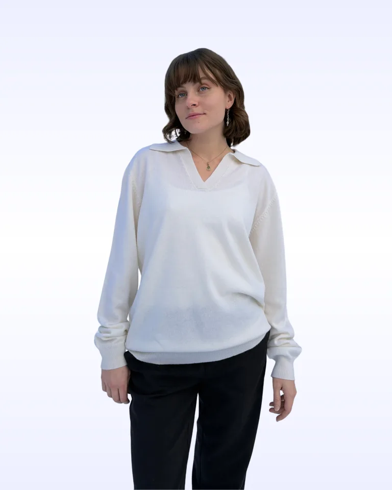Cashmere Scandi Collar V-Neck Sweater - Vinterlyn Pure Cashmere